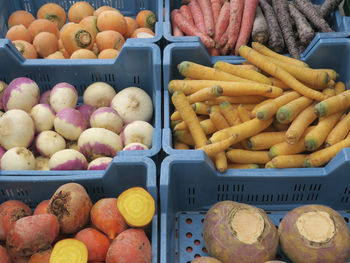 High angle view of vegetables for sale