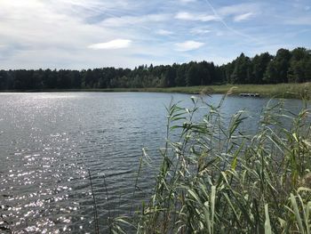 Scenic view of lake against sky