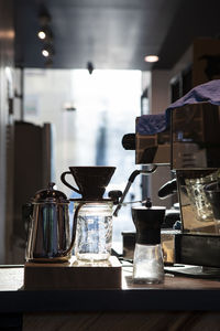 Coffee cups on table at home