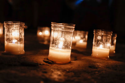 Close-up of illuminated candles