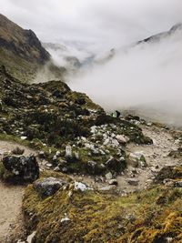 Scenic view of rocky mountains against sky