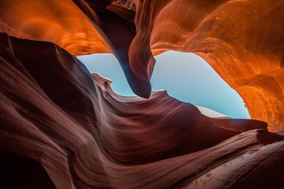 Low angle view of rock at lower antelope canyon