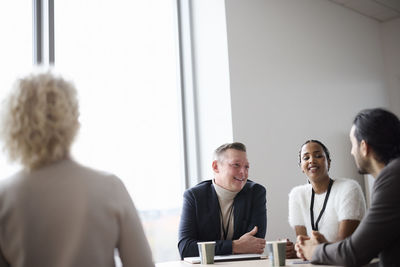 Business people talking during coffee break