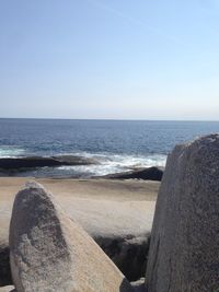 Scenic view of sea against clear sky