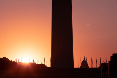 Silhouette of buildings during sunset