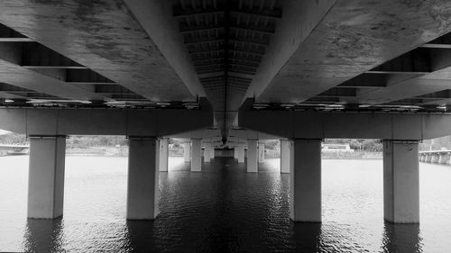 Interior of bridge over river 