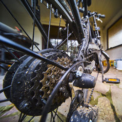 Close-up of bicycle wheel