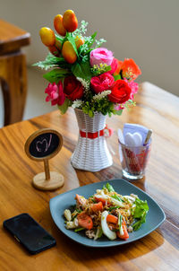 High angle view of potted plant on table