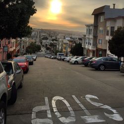 City street at sunset