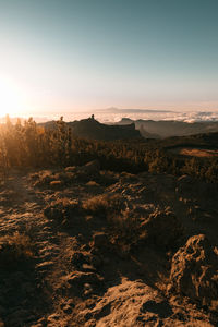 Scenic view of landscape against sky during sunset