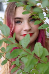 Portrait of young woman with eyes