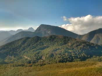 Scenic view of mountains against sky