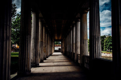 Diminishing view of empty colonnade