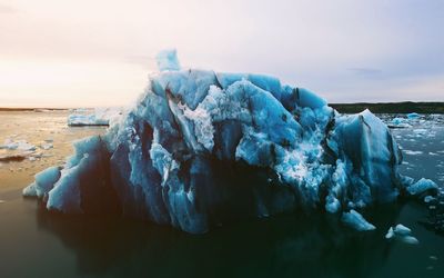 Panoramic shot of frozen sea against sky