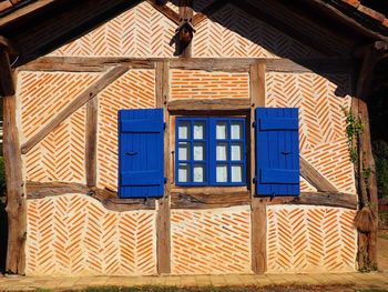 House with blue shutters