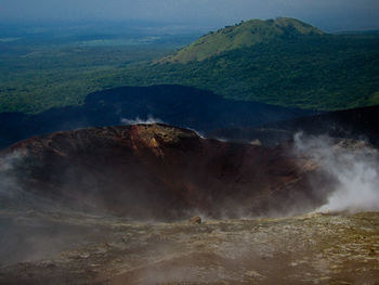 Aerial view of volcanic landscape