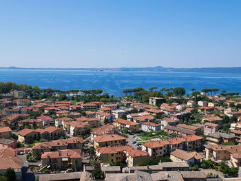 High angle view of townscape against sky