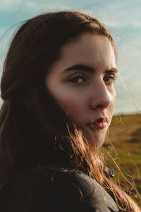 Close-up portrait of a beautiful young woman