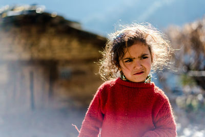 Portrait of girl in winter