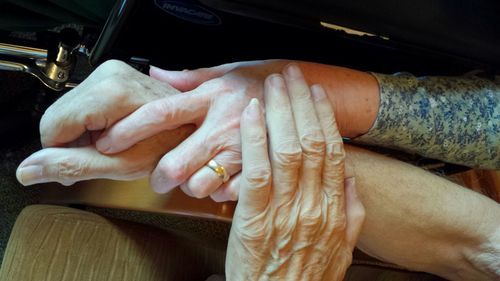 Close-up high angle view of hands