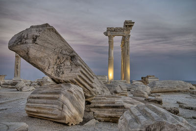 Roman ruins at dusk