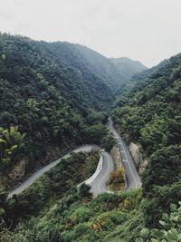 High angle view of mountain road