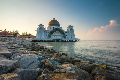 View of church at seaside