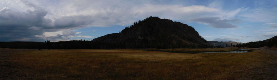 Panoramic view of field against sky