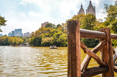 View of a central park lake in manhattan, new york city 