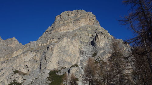 Low angle view of mountain against clear sky