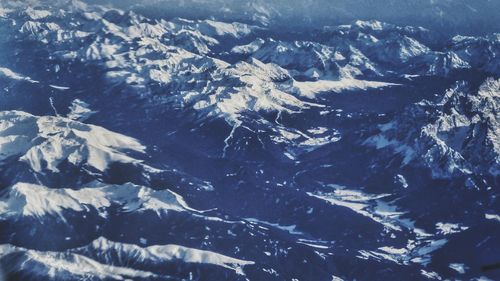 High angle view of snow on mountain