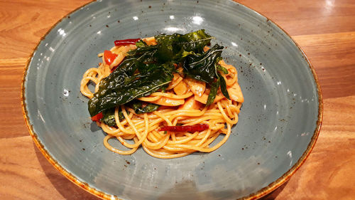 High angle view of meal served in plate