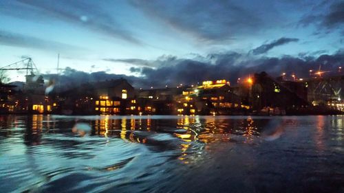 Reflection of cloudy sky in water
