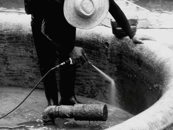 Man working in water