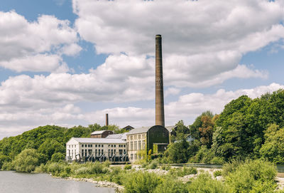 View of factory against cloudy sky