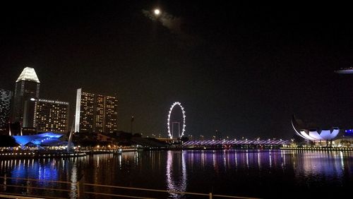 Illuminated city at night