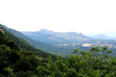 Scenic view of mountains against clear sky