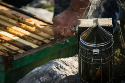 Close-up of bee smoker