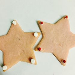 High angle view of cookies on table