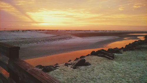 Scenic view of sea at sunset