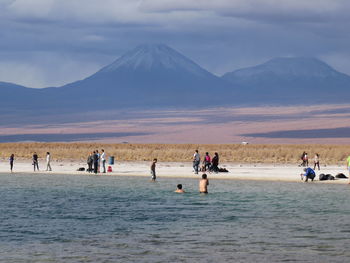 Tourists on mountain