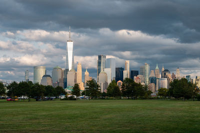 View of buildings against cloudy sky