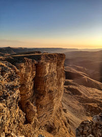 Aerial view of landscape against sky during sunset