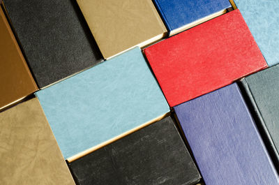 High angle view of multi colored pencils