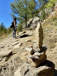 Full length of man walking on rock