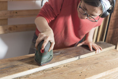 Woman working in workshop