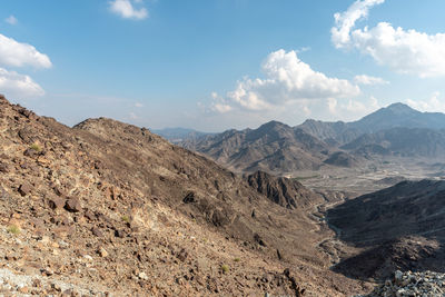 Scenic view of mountains against sky