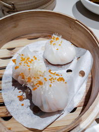 High angle view of dessert in plate on table