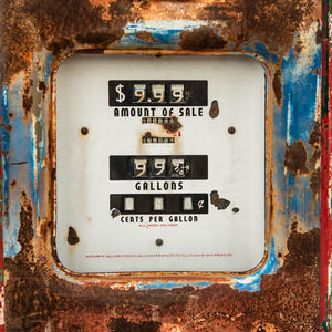 Close-up of rusty metallic fuel pump