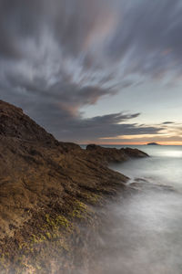 Scenic view of sea against sky during sunset in tellaro, liguria - italy